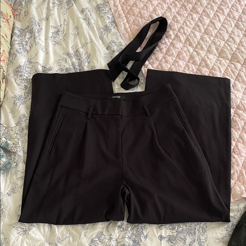 New with tags Mayson the label black wide leg belted trousers